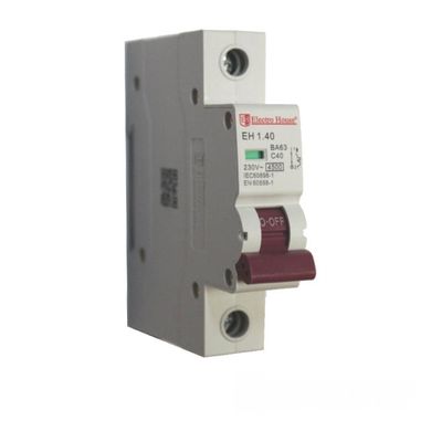Автоматичний вимикач Electro House 1P 40A EH-1.40