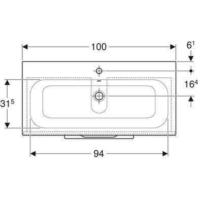 Тумба з раковиною Geberit Selnova Square slim rim, дві шухляди 98.8х50.2 отвір для змішувача в центрі, світлий горіх / меламін зі структурою дерева 501.247.00.1