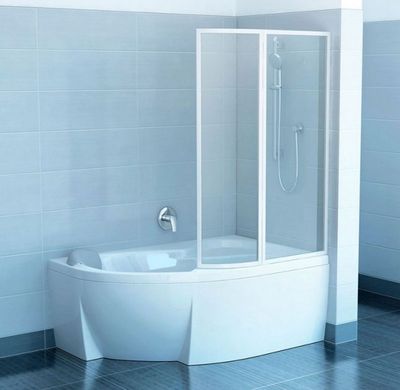 Шторка для ванны RAVAK ROSA VSK2 140 R двухэлементная, правая h1500 мм профиль белый, стекло TRANSPARENT 76P70100Z1