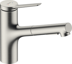 Змішувач Hansgrohe Zesis 150 2jet кухонний з витяжним виливом (74800800) Stainless Steel Finish