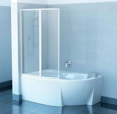 Шторка для ванны RAVAK ROSA VSK2 150 L двухэлементная, левая h1500 мм профиль белый, стекло RAIN 76L8010041