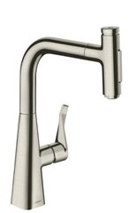 Змішувач для кухні Hansgrohe Metris Select 240 2jet з витяжним виливом Stainless Steel Finish 73822800