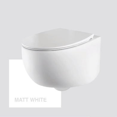 Унитаз подвесной AeT Dot 2.0 безободковый, с сиденьем Soft Close & TakeOff, белый матовый S555TOROV6101+C555R101
