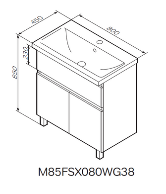 Тумба с раковиной AM.PM X-Joy напольная, 80 см, ящик/дверцы, белый глянец M85-FSX8053-WC0803WG38