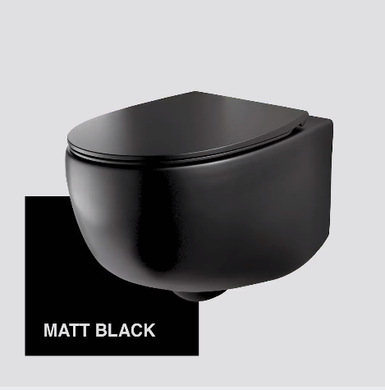 Унітаз підвісний AeT Dot 2.0 безобідковий, з сидінням Soft Close & TakeOff, чорний матовий S555TOROV6105+C555R105