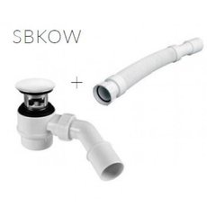 Сифон для ванни Marmorin SBKO з вбудованим переливом, біла накладка SBKOW