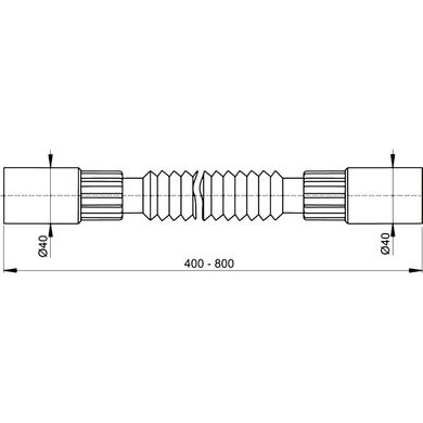 Гофра (Гнучке з'єднання) ALCAPLAST діаметр 40 мм, довжина від 400 до 800 мм A71