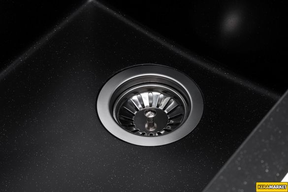 Кухонная мойка GRANADO CADIZ Black Shine врезная 410x500 мм, с сифоном (2301)