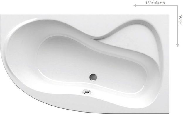 Ванна акрилова RAVAK ROSA 95 R асиметрична, права, 1500х950 мм біла C561000000