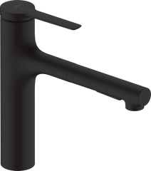 Змішувач Hansgrohe Zesis M33 160 2jet кухонний з витяжним виливом (74801670) Matt Black