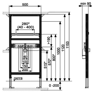 Инсталляционная система TECE для раковины h1120 мм 9310000