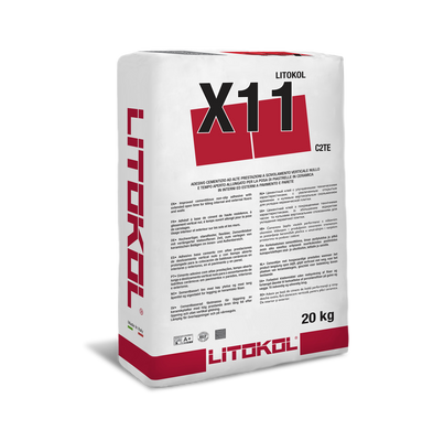 Цементный клей Litokol X11 для плитки, класс С2TЕ, серый 20 кг (X110020)