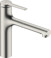 Змішувач Hansgrohe Zesis M33 160 2jet кухонний з витяжним виливом (74801800) Stainless Steel Finish