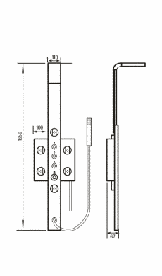 Гідромасажна душова панель AM.PM Tender 3 з верхнім і ручним душем 110x67 мм h1650 мм, колір хром W45P-3-163S