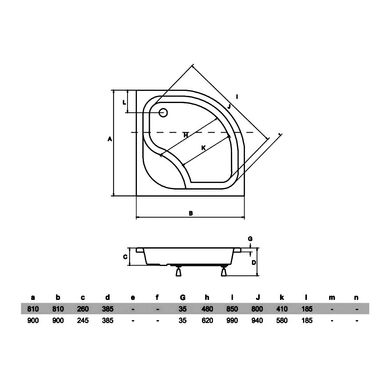 Панель акриловая Besco PMD Piramida DIPER для полукруглого поддона с сиденьем 900х900 мм, белый
