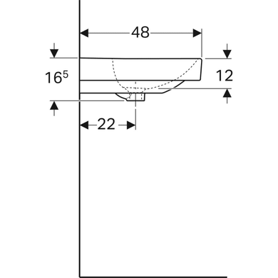 Раковина Geberit Smyle Square 120х48 отвір для змішувача зліва і справа, біла 500.253.01.1