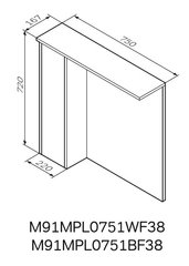 Дзеркальна шафа AM.PM Gem S 75 см, ліва, з підсвіткою, білий/дерево M91MPL0751WF38