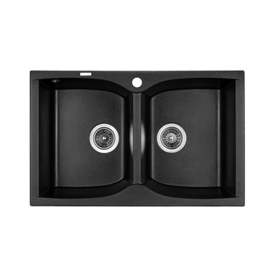 Кухонная мойка GRANADO CORDOBA Black Shine врезная 780x500 мм, с сифоном (1201)