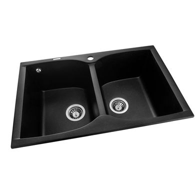 Кухонна мийка GRANADO CORDOBA Black Shine врізна 780x500 мм, із сифоном (1201)
