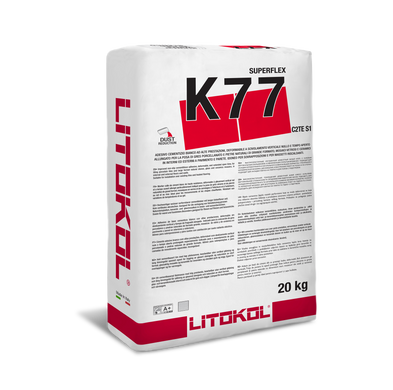 Цементний клей Litokol SUPERFLEX К77 для плитки, клас С2ТЕS1, білий 20 кг (K77B0020)