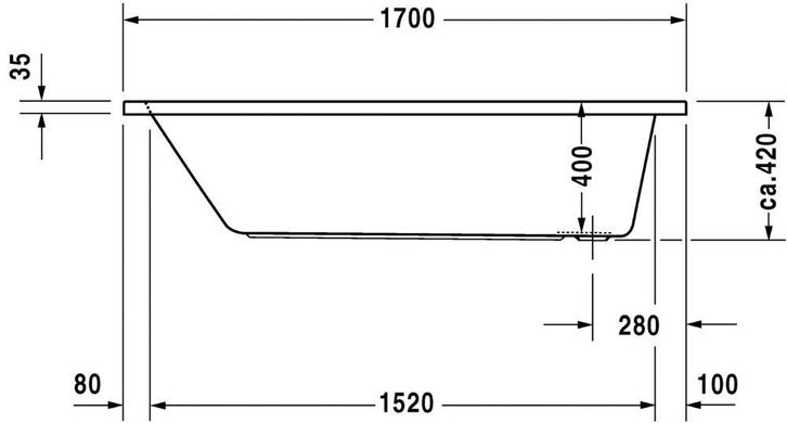 Ванна акриловая Duravit D-Code прямоугольная 1700х750 мм, белая 700100000000000