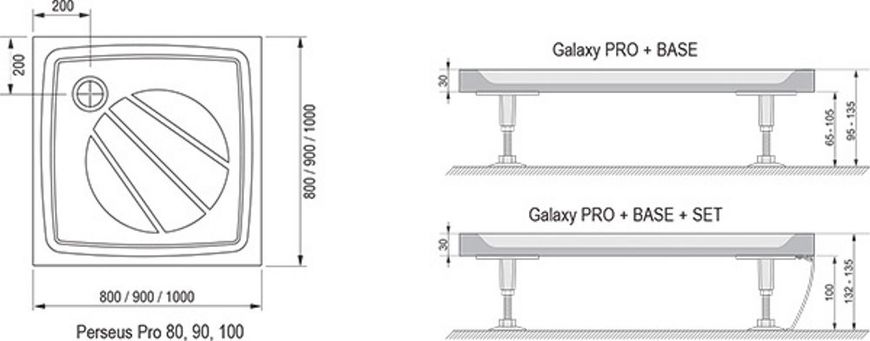 Панель до душових піддонів RAVAK Galaxy Pro PERSEUS PRO- 90 SET XA837001010