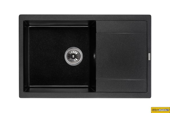 Кухонна мийка GRANADO ALICANTE Black Shine врізна 780x495 мм, із сифоном автомат (2401)