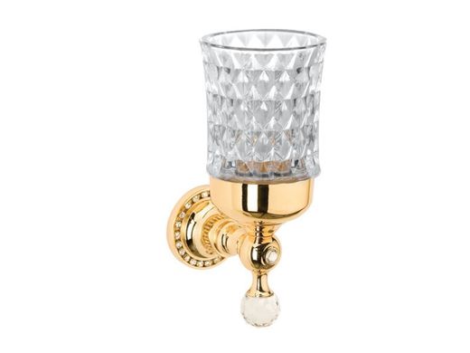 Стакан KUGU Medusa Swan скляний, з настінним тримачем і кристалом Pasabahce, колір золото 406G