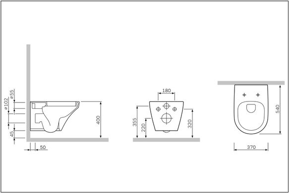 Унитаз подвесной AM.PM INSPIRE FlashClean безободковый, без сиденья 370x540 мм, цвет белый C501700WH