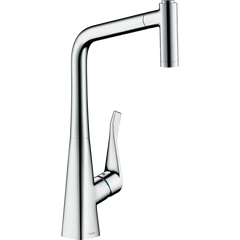 Змішувач для кухні Hansgrohe Metris M71 320 2jet з витяжним виливом Sbox 73801000