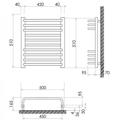 Полотенцесушитель Hitzes WMB 1050 510x500x165 черный