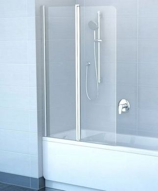 Штора для ванны RAVAK Chrome CVS2-100 L двухэлементная, левая 1000 мм h1500, профиль полированный алюминий, стекло TRANSPARENT 7QLA0C00Z1