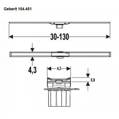 Дренажний канал Geberit CleanLine20 L300-1300 мм, полірований/матовий метал 154.451.KS.1