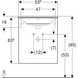 Тумба с раковиной Geberit Selnova Square slim rim, одна дверь 53.8х50.2 отверстие для смесителя в центре, лава / крашеная матовая 501.249.00.1