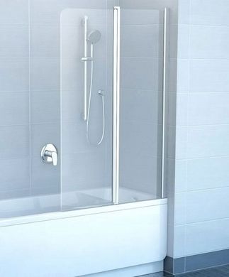 Штора для ванны RAVAK Chrome CVS2-100 R двухэлементная, правая 1000 мм h1500, профиль сатин, стекло TRANSPARENT 7QRA0U00Z1