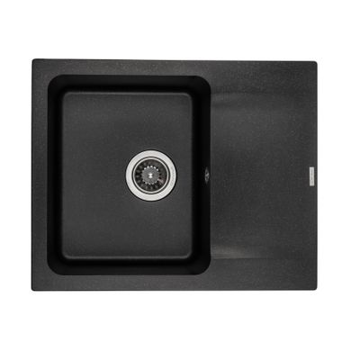 Кухонна мийка GRANADO AVILA Black Shine врізна 615х495 мм, із сифоном (0501)