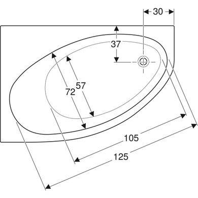 Ванна асиметрична Geberit Selnova з ніжками 150х100, ліва (випуск справа), біла 554.272.01.1