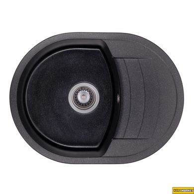 Кухонна мийка GRANADO MALAGA Black Shine врізна 610x465 мм, із сифоном автомат (0201)