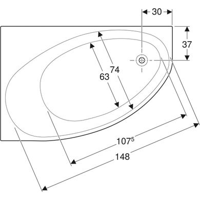 Ванна асиметрична Geberit Selnova з ніжками 160х100, ліва (випуск справа), біла 554.274.01.1