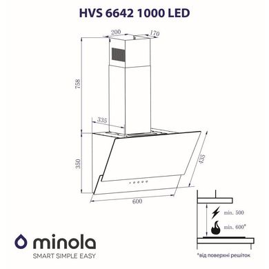 Вытяжка декоративная наклонная Minola HVS 6642 BL 1000 LED