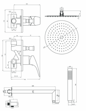 Душевой набор Deante CASCADA LAVENDER со встраиваемым смесителем, верхним и ручным душем, хром NAC 09VP