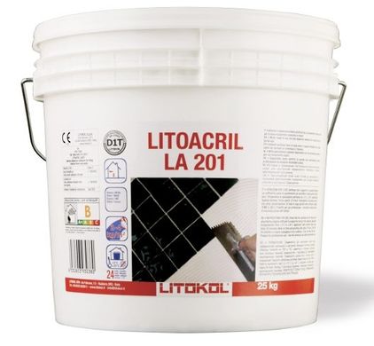 Дисперсионный клей Litokol LITOACRIL LA201 на акриловой основе, белый 25 кг (LA2010025)