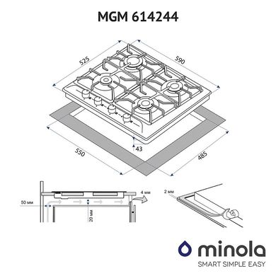 Поверхность газовая на металле Minola MGM 614244 IV