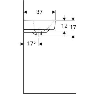 Раковина Geberit Selnova Compact 60х37 отвір для змішувача в центрі, біла 501.511.00.1