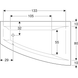 Ванна асиметрична Geberit Selnova Square з ніжками 160х100, права (випуск зліва), біла 554.290.01.1