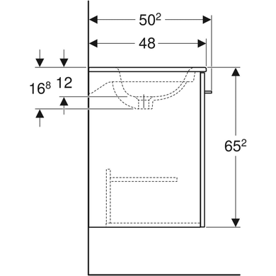 Тумба з раковиною Geberit Selnova Square slim rim, двоє дверей 78.8х50.2 отвір для змішувача в центрі, горіх темний / меламін зі структурою дерева 501.258.00.1