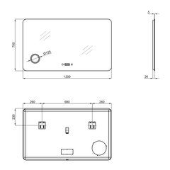 Дзеркало Qtap Scorpio 1200х700 з LED-підсвічуванням QT14781004W