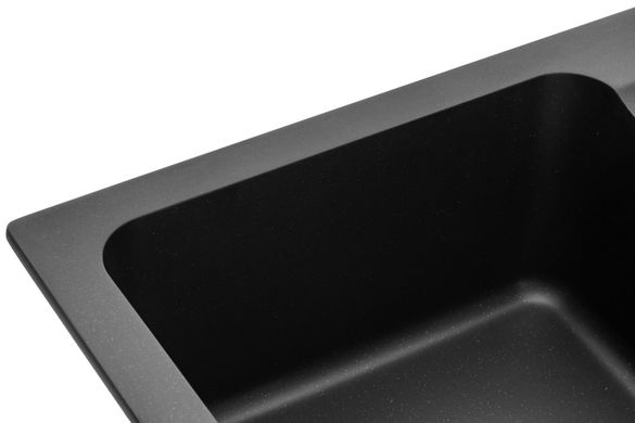 Кухонна мийка GRANADO VIGO Black Shine врізна 775x495 мм, із сифоном (1401)