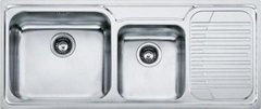Кухонна мийка FRANKE GALASSIA вбудована зверху, 2-камерна полірована, крило справа 1160х510 мм h190, хром 101.0017.506
