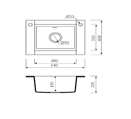 Кухонна мийка MARMORIN Voga гранітна, 1-камерна 540x408x205 бежевий (Safari) 110103001